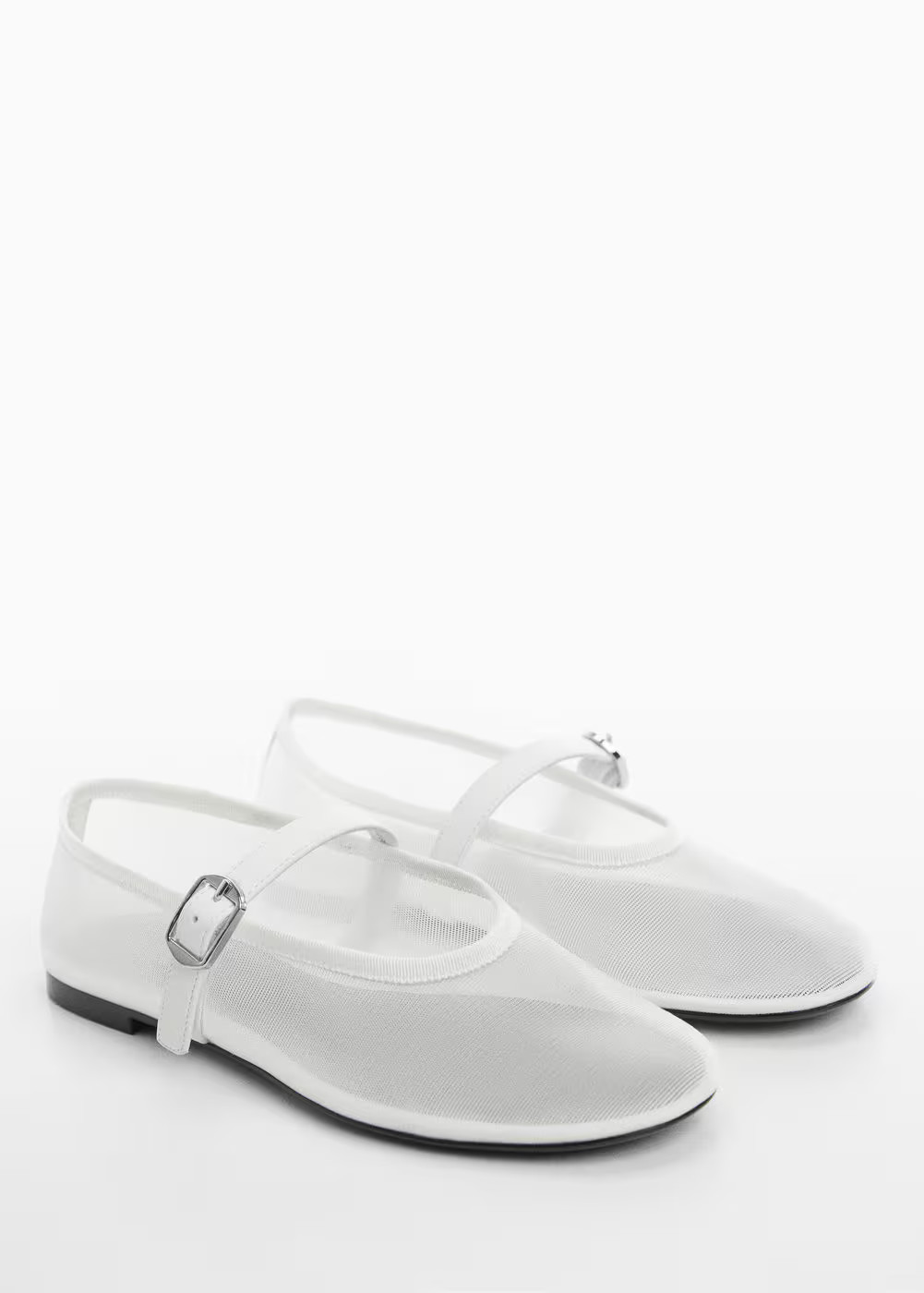 Mesh ballerinas with buckle strap -  Women | Mango USA | MANGO (US)