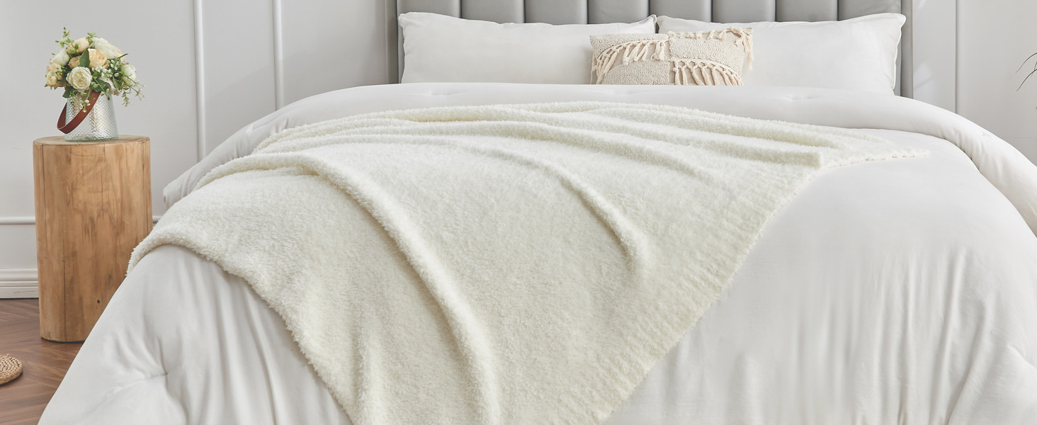 Andency Cream Soft Throw Blanket for Couch, Super Cozy Warm Fuzzy Plush Decorative Blankets, Reve... | Amazon (US)