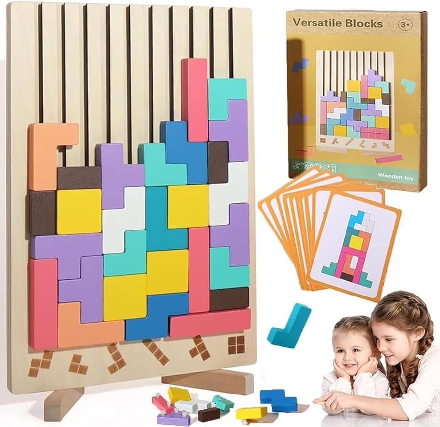 Wooden Stacking Puzzle Toy, 3D Wooden Puzzle Montessori Toy Art, Giant Russian Block Board Game, ... | Amazon (US)