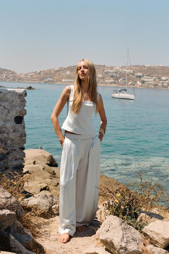 SATIN WIDE-LEG TROUSERS | Zara UK