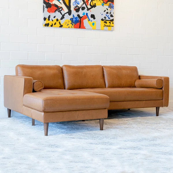 Matilda 101" Wide Genuine Leather Sofa & Chaise | Wayfair North America