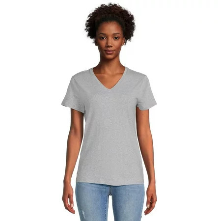 RealSize Women s V-Neck Tee with Short Sleeves Sizes XS-3XL | Walmart (US)