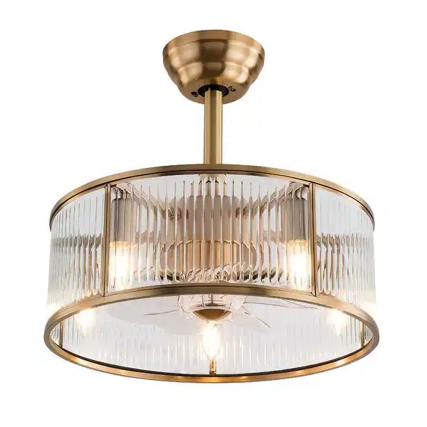 5-Light Gold Caged Reversible Ceiling Fan with Remote Control - 18in - Style 3 | Bed Bath & Beyond