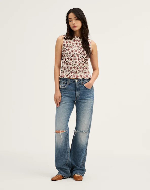 Smocked Boatneck Sleeveless Top | Madewell