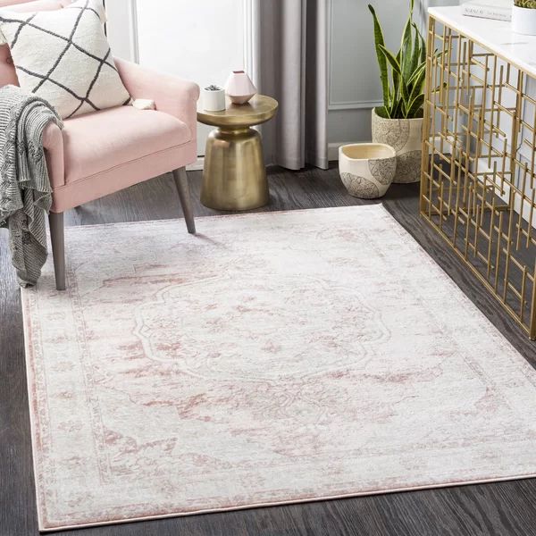 Brick Power Loom Performance Pink/Cream Rug | Wayfair North America