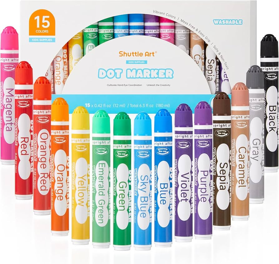 Shuttle Art Dot Markers, 15 Colors Washable Dot Markers for Toddlers,Bingo Daubers Supplies for K... | Amazon (US)
