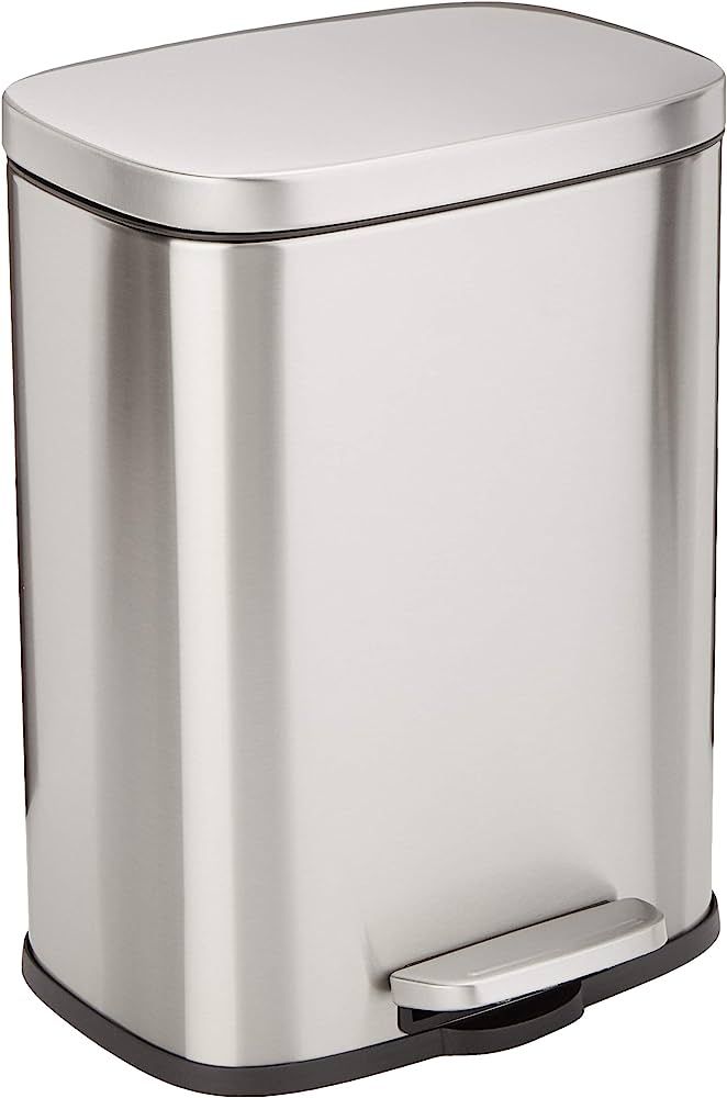 Amazon Basics 12 Liter / 3.1 Gallon Soft-Close, Smude Resistant Small Trash Can with Foot Pedal -... | Amazon (US)