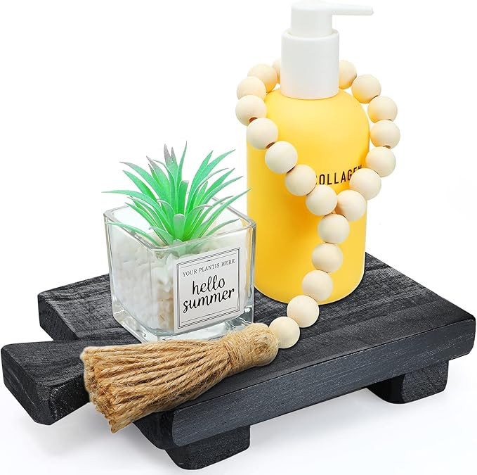 Honeydak Wood Pedestal Riser Tray Soap Dispenser Stand for Kitchen Sink Counter Wooden Holder for... | Amazon (US)