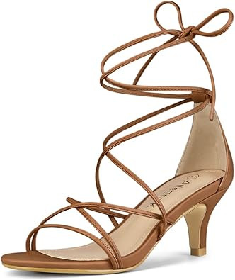 Allegra K Sandalias con cordones y tacón de gatito para mujer | Amazon (US)