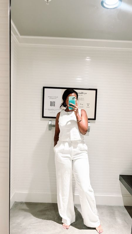 Double lined white linen top and pants 😍 wearing a size 28L in the pants 
Spring outfit/summer outfitt

#LTKtravel #LTKstyletip