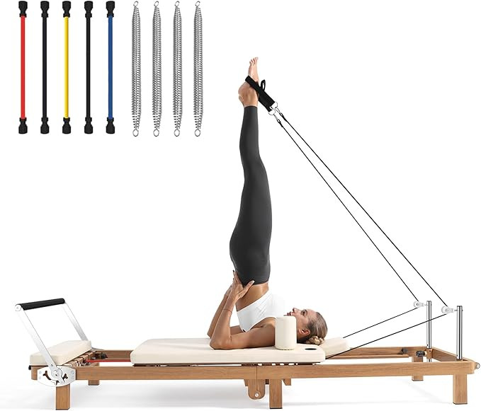 Foldable Pilates Reformer Machine,Extended 88in Metal Frame Pilates Equipment for Home Women Men ... | Amazon (US)