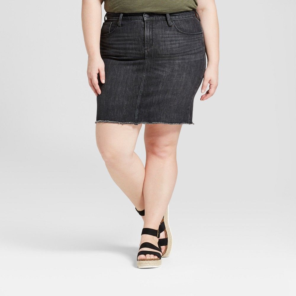 Women's Plus Size Denim Mini Skirt - Universal Thread Black 24W | Target