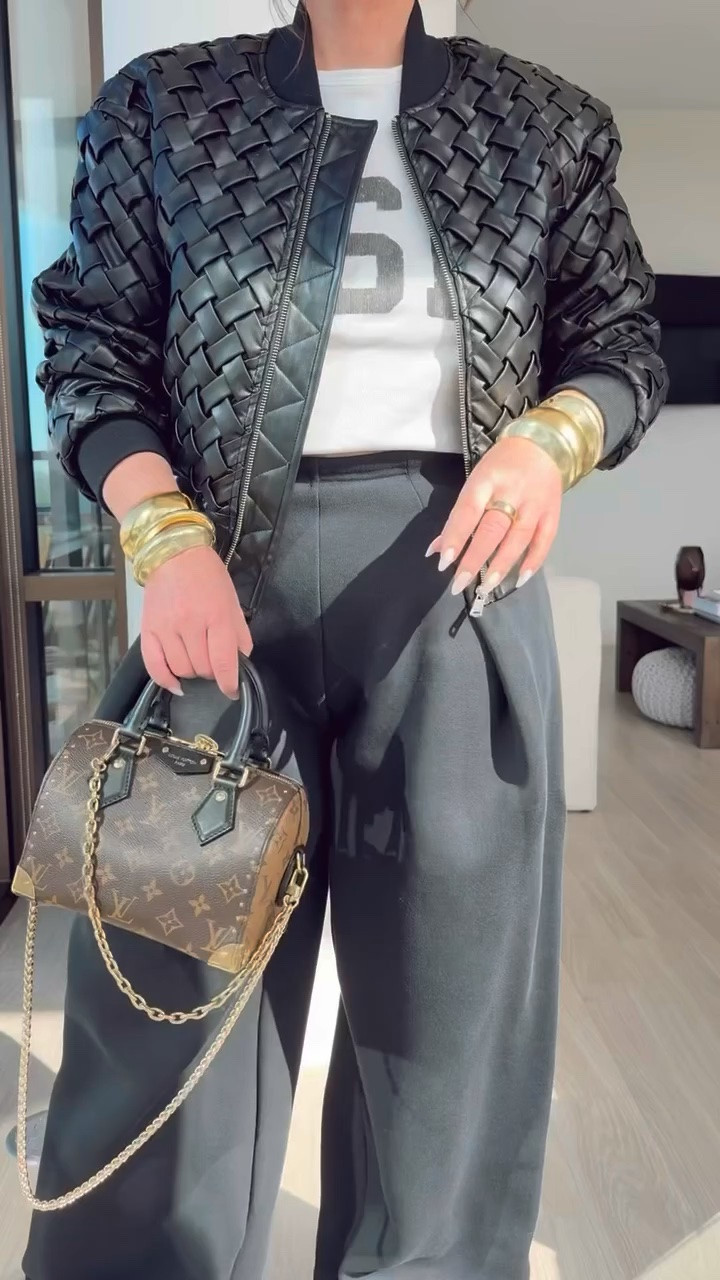 Woven faux leather jacket

#LTKootd