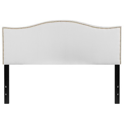 Emma and Oliver Upholstered Queen Size Headboard with Nailtrim in White Fabric | Target