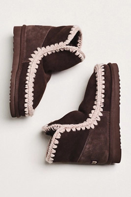 MOU Stitched Detail Sheepskin Boots | Anthropologie (US)