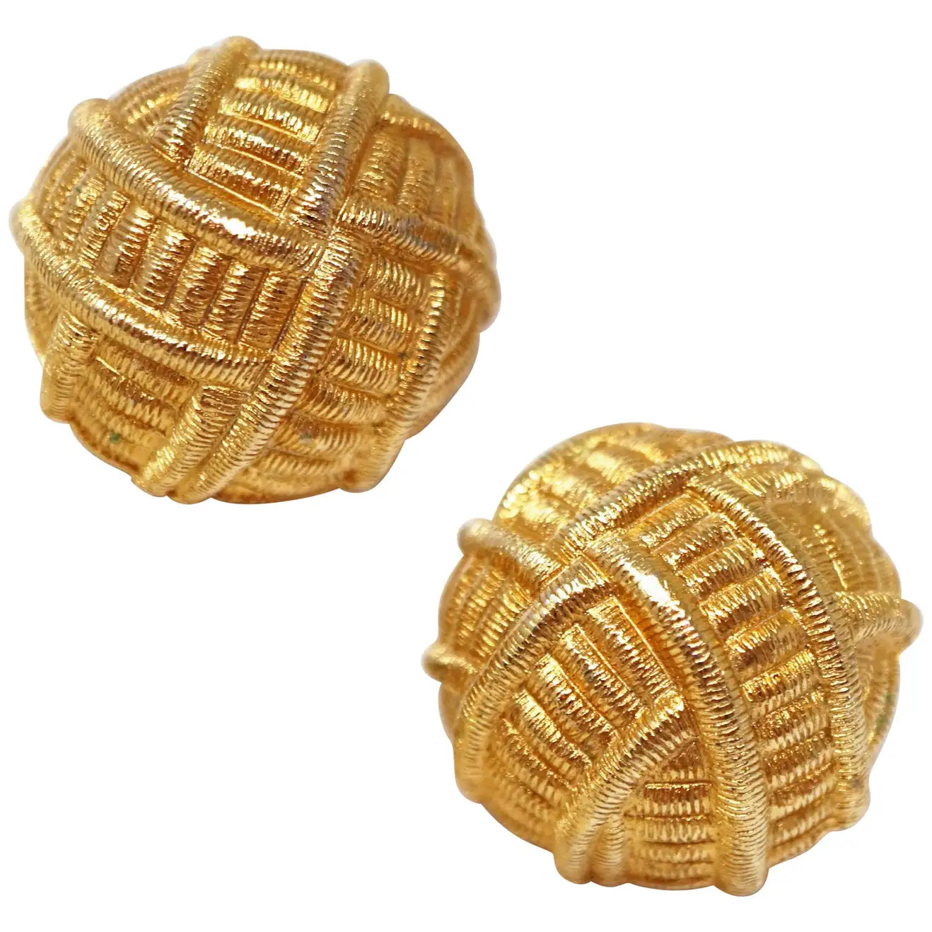 Givenchy Gilt Dome Statement Earrings, Signed, circa 1980s | 1stDibs
