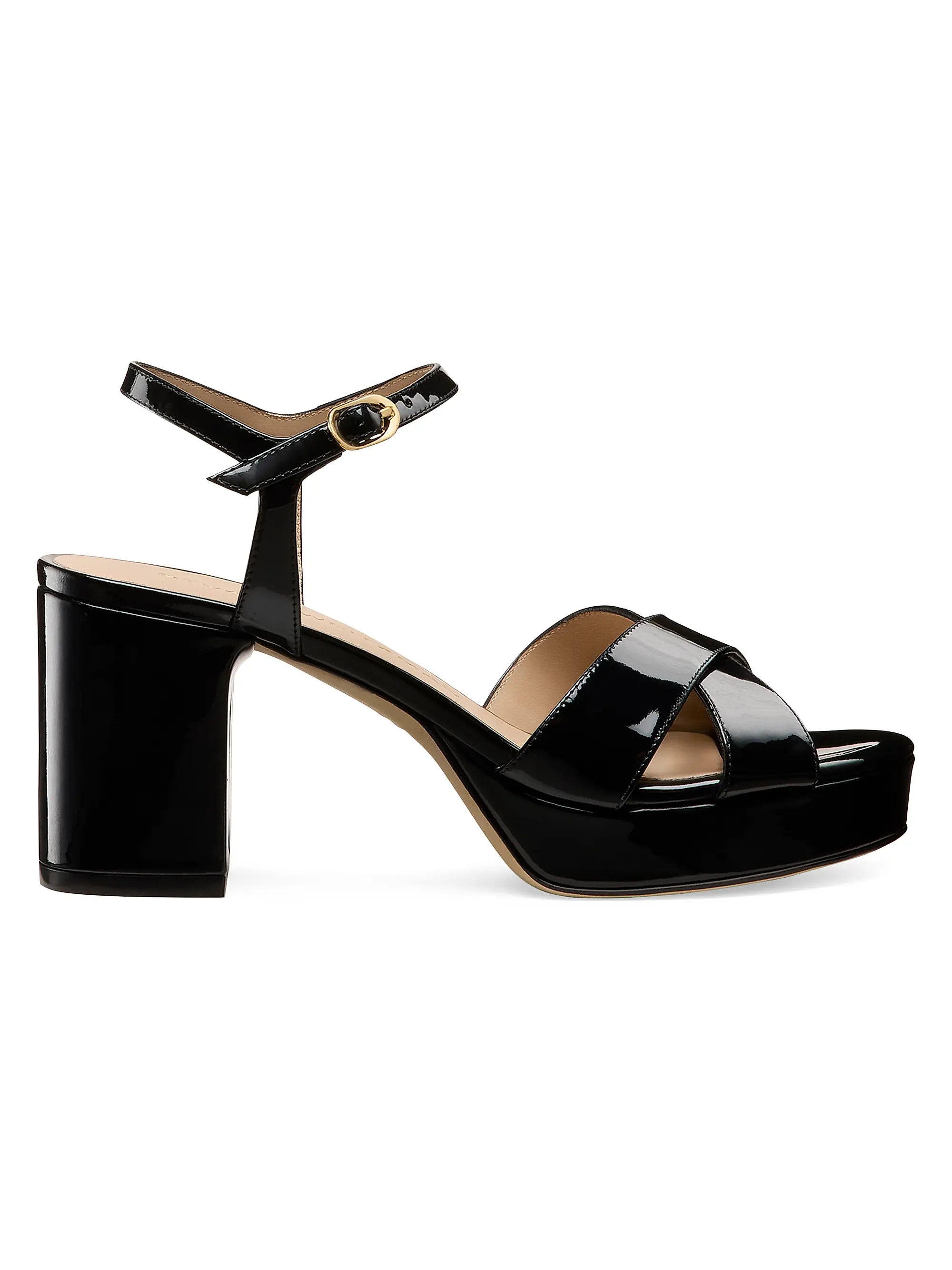 Stuart Weitzman Dayna 80MM Patent Leather Platform Sandals | Saks Fifth Avenue | Saks Fifth Avenue