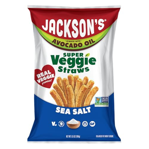 Jackson’s Super Veggie Straws (Sea Salt, 6.5 oz, Pack of 6) – Gluten Free, Vegan, Snacks for Kids & Adults – Made with Avocado Oil – Allergen-friendly, Veggie Straws Individual Bags | Amazon (US)