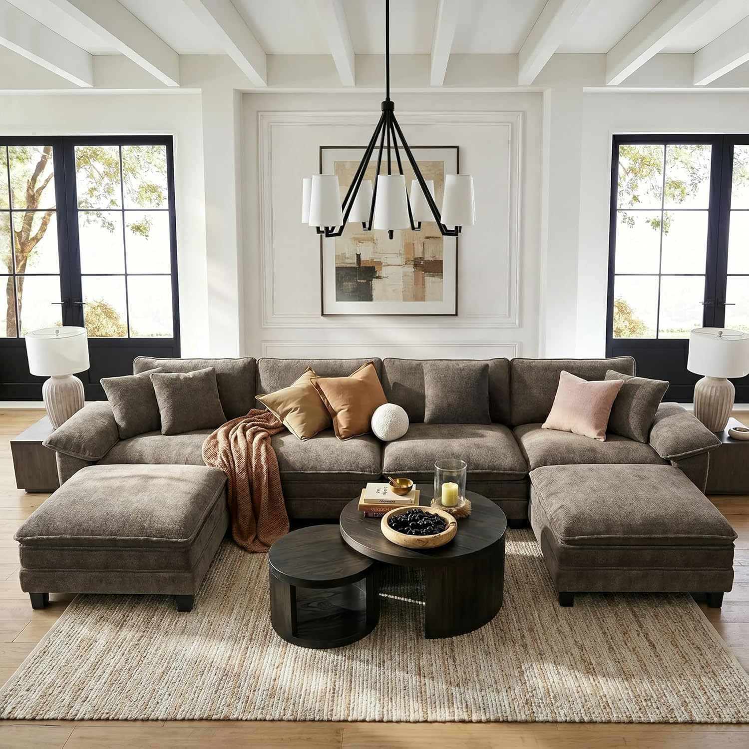 158" Oversized Modular Sectional U Shaped Sofa,Chenille Ash | Amazon (US)