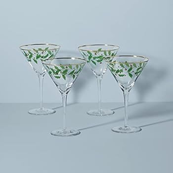 Lenox Holiday Decal 4-Piece Martini Glass Set, 4 Count (Pack of 1), Red & Green | Amazon (US)