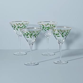 Lenox Holiday Decal 4-Piece Martini Glass Set, 4 Count (Pack of 1), Red & Green | Amazon (US)