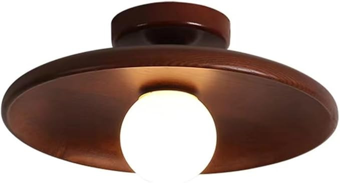 Log Walnut Wood Rustic Semi Flush Mount Ceiling Light Mid Century Modern Lighting Fixture for Kit... | Amazon (US)