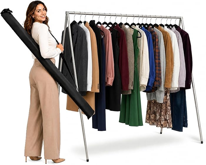 Perchero port\u00e1til para ropa, plegable con bolsa de transporte, sin montaje, ligero, 4 libras... | Amazon (US)