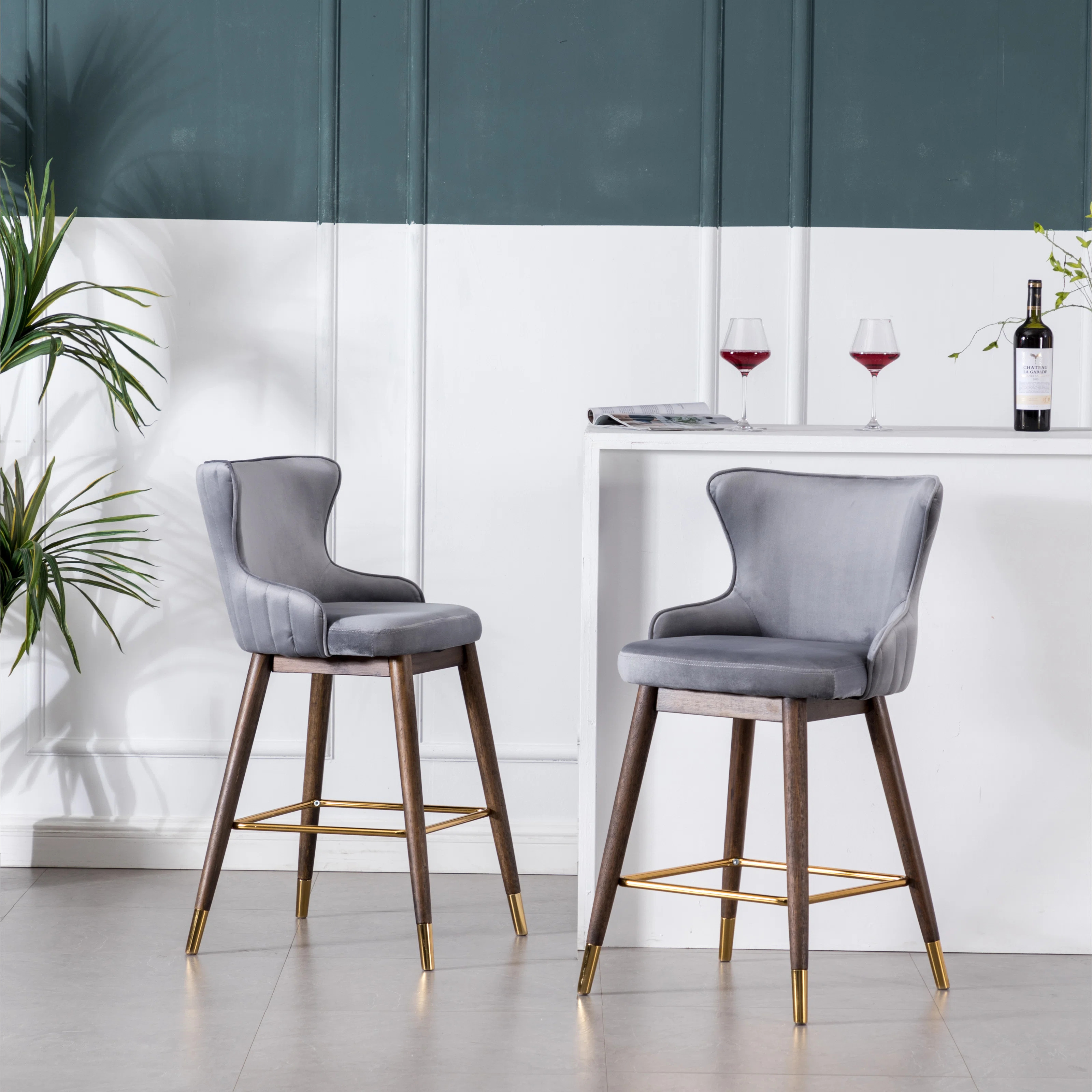Renn Upholstered Counter Stool with Solid Wood Frame (Set of 2) | Wayfair North America