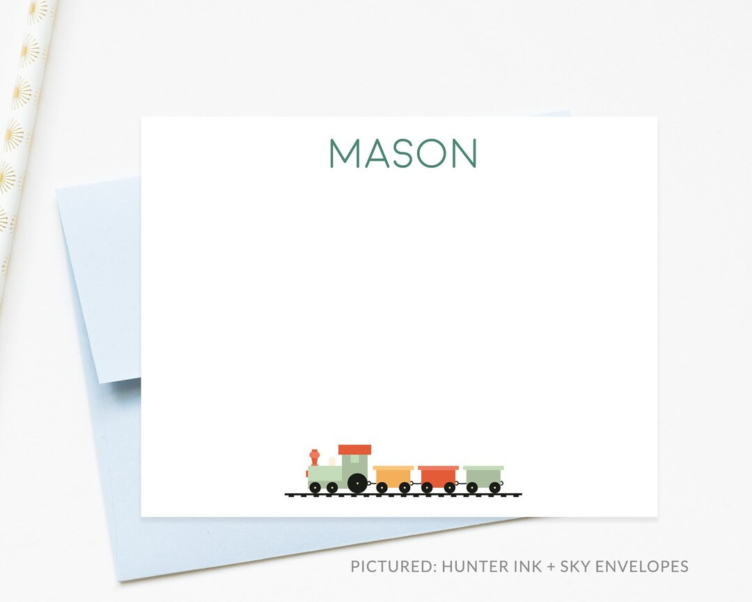 Boys Personalized Stationery Set With Trains Boys Thank You - Etsy | Etsy (US)