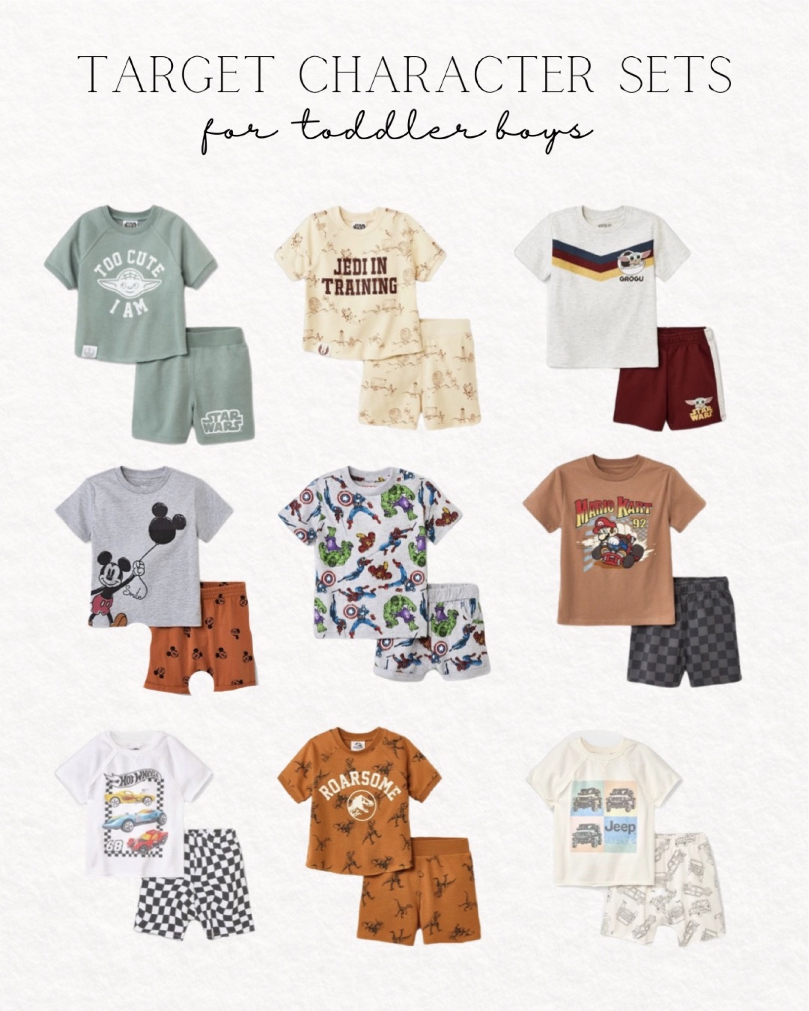 Characters 2 piece sets for toddler boys at Target

Disney, Jeep, Super Mario, Marvel, Mickey Mouse, Jurassic Park, Star Wars, Target finds, toddler boys, spring and summer sets, outfits for boys

#LTKfamily #LTKkids #LTKbaby