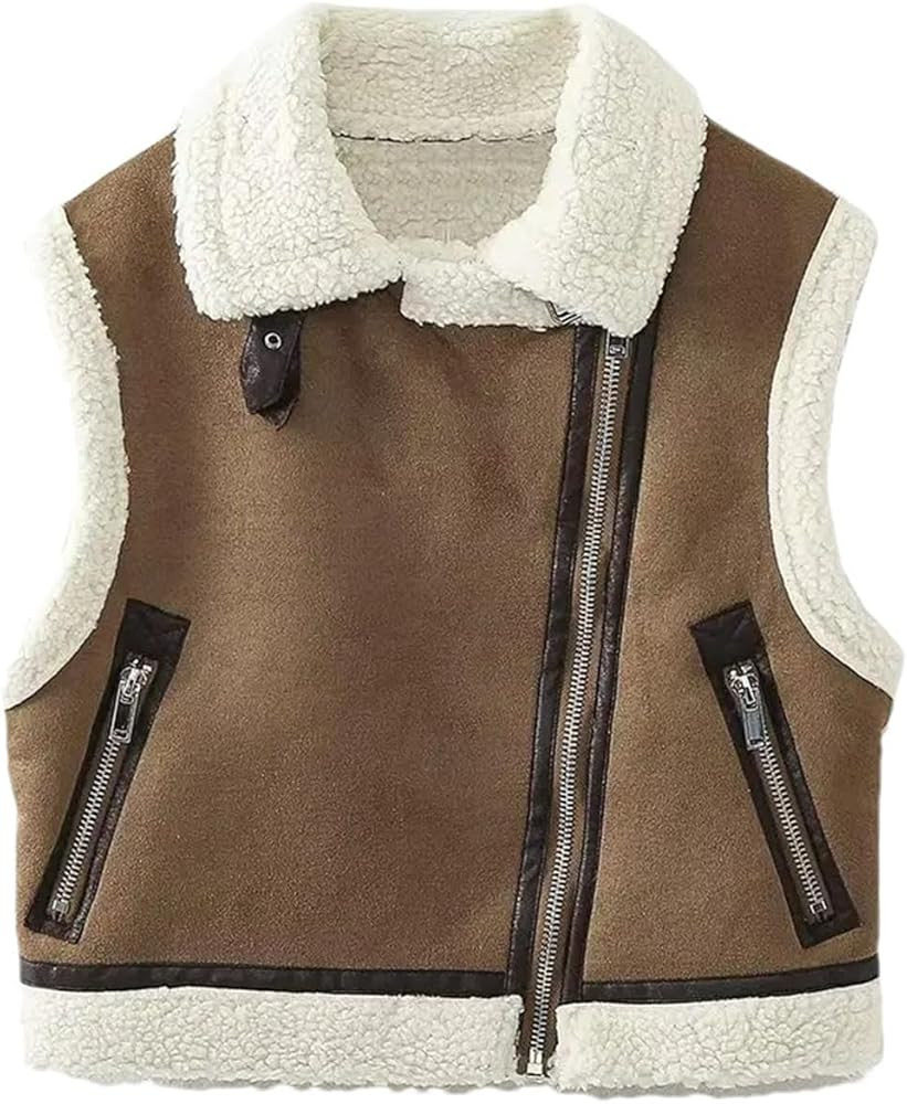 Women Double-Sided Short Vest Coat Vintage Sleeveless Waistcoat Casual Fashion Female Pockets Ves... | Amazon (US)
