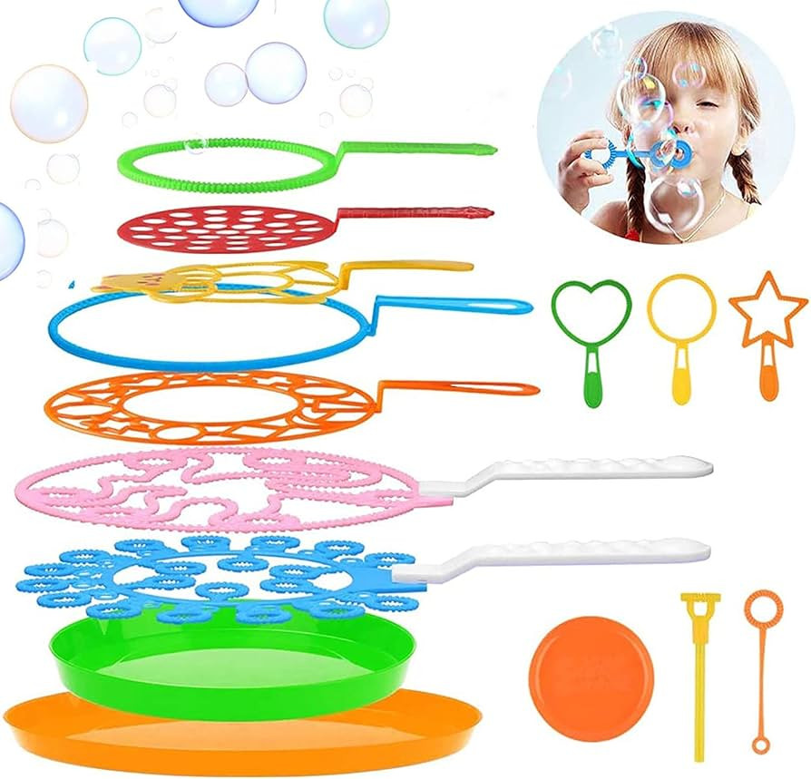 Bubble Wands Set - Big Bubbles Wand Funny Bubbles Maker with Tray, Nice for Outdoor Playtime & Bi... | Amazon (US)