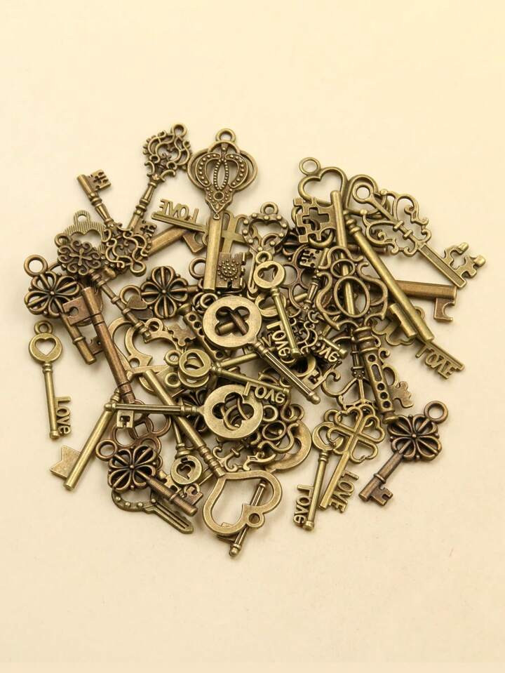 40pcs Random Vintage Alloy Key Shaped Pendants, Suitable For Diy Jewelry Clothing Bracelet Access... | SHEIN