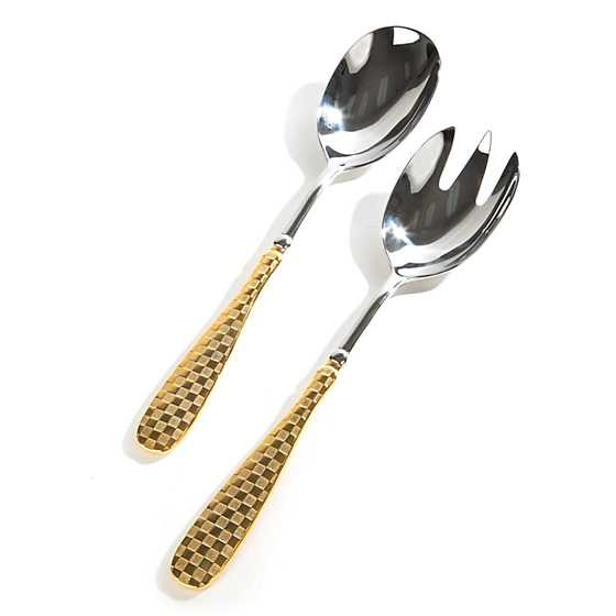 Check Salad Serving Set - Gold | MacKenzie-Childs