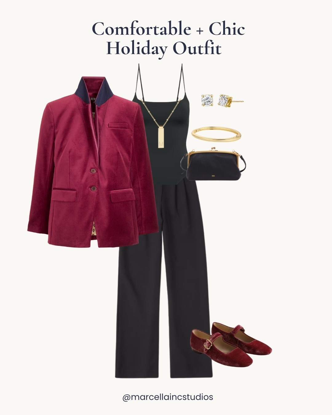 Comfortable and chic holiday outfit no dress required. You can also pair this look with sneakers blazer with opened. #holidayoutfit #holidaypartyoutfit 

#LTKHoliday #LTKOver40 #LTKootd