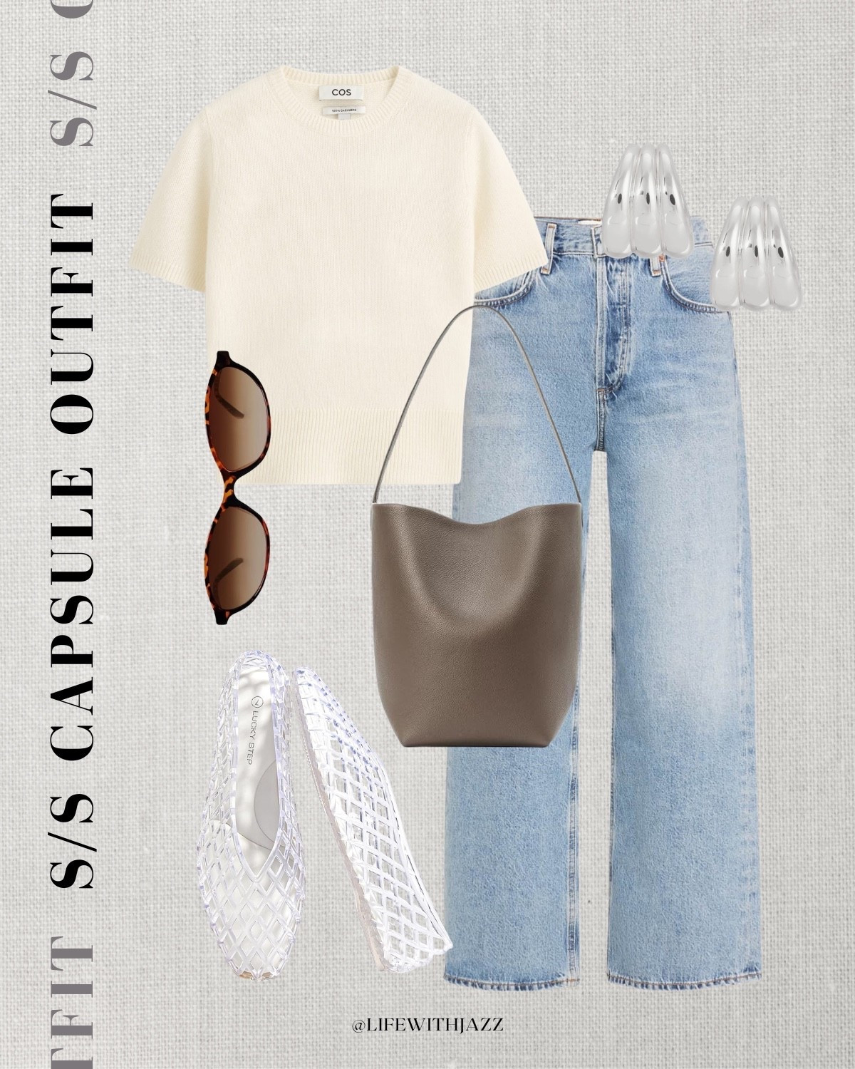 Spring & summer capsule outfit

Cream sweater tee / wide leg crop jeans / minimal tote / jelly flats / oval sunglasses/ ssc26 

#LTKootd #LTKSeasonal
