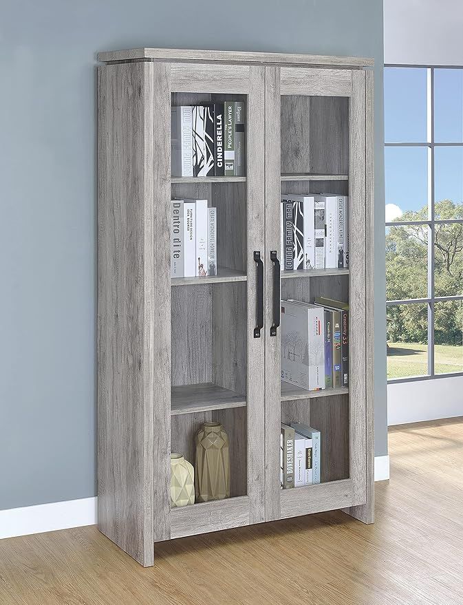 Coaster Home Furnishings 2-door Curio Cabinet Grey Driftwood and Clear | Amazon (US)