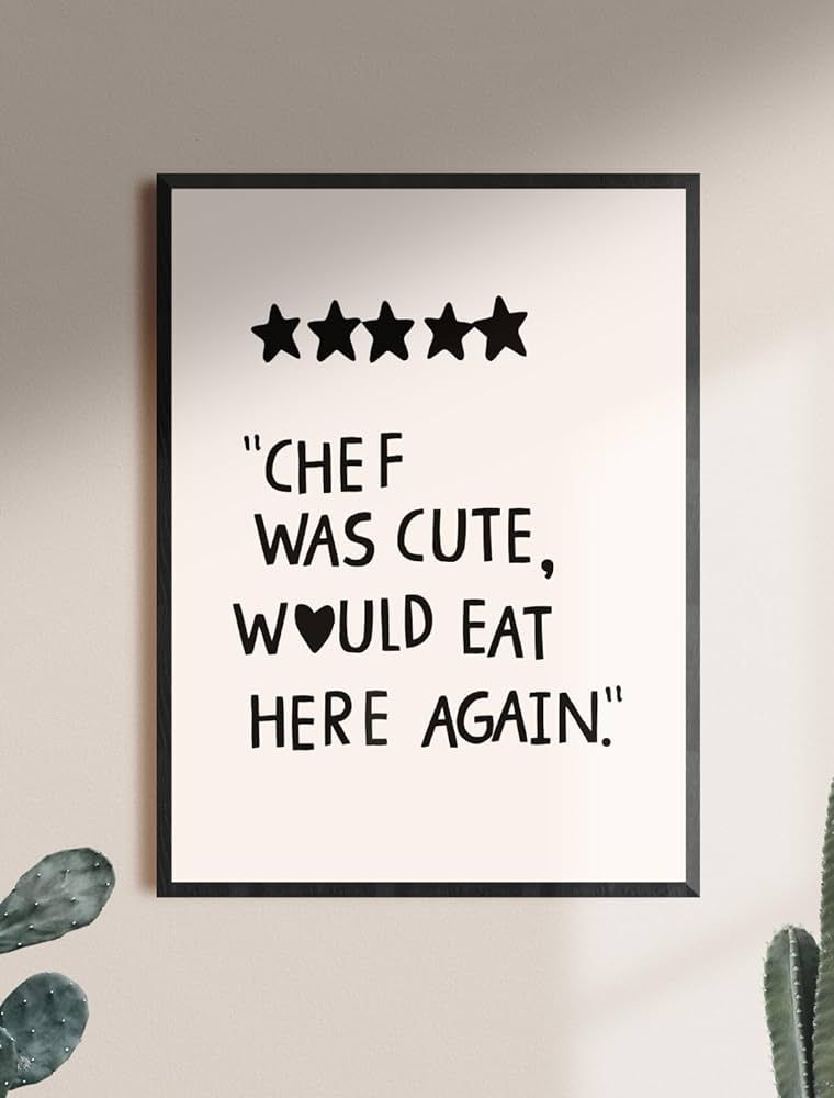 Kitchen Wall Art Decor 12X16 Canvas Trendy Large Chef Was Cute Would Eat Here Again Poster Prints... | Amazon (US)