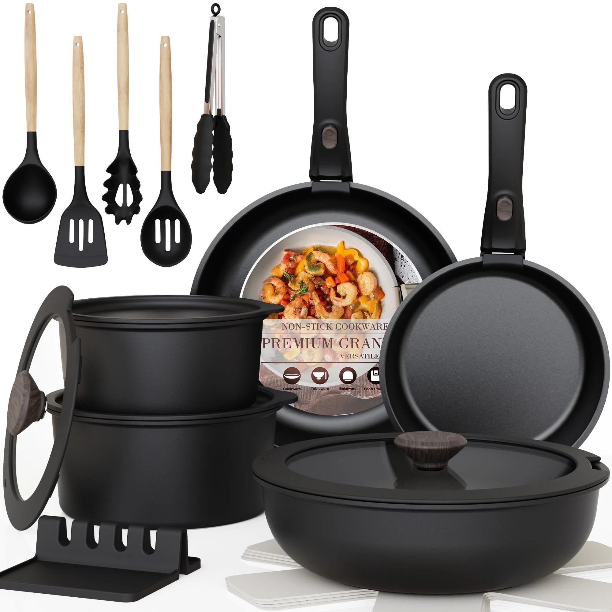 Astercook 20-Piece Pots and Pans Set, Nonstick Cookware Set with Detachable Handles, Oven & Dishw... | Walmart (US)