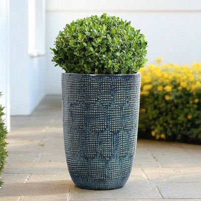 LuxenHome 17" Tall Ceramic Pots for Plants, Blue Glazed Modern Plant Pots with Drainage Hole | Target