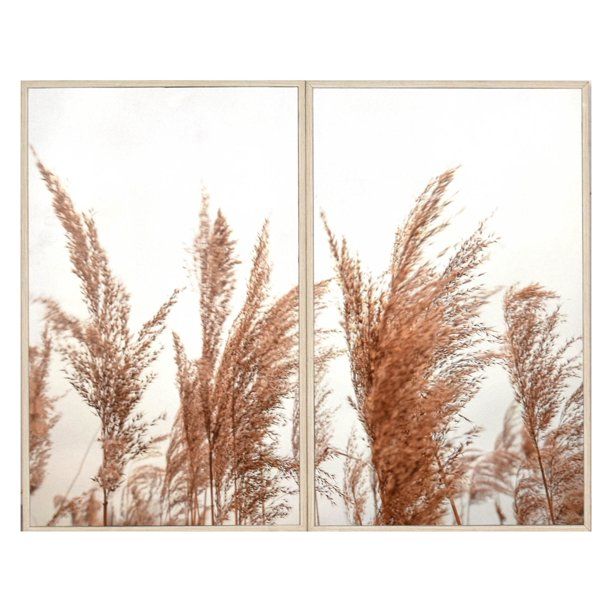 Pampas Grass Botanical Framed Wall Art Decor Print, Set of 2 - 23" x 18" | Walmart (US)
