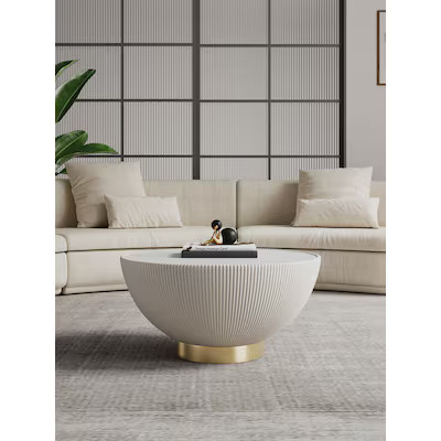 Manhattan Comfort Modern Round Granite/Marble Marble 28.15-in W x 14.17-in H Coffee Table Lowes.c... | Lowe's