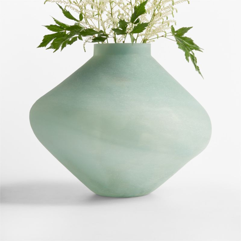 Sydney Blue Marbled Glass Vase 11 | Crate & Barrel