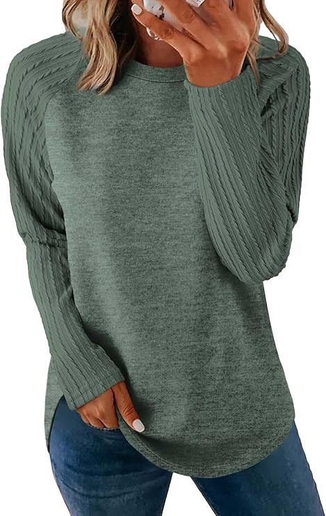 SAMPEEL Sweatshirt for Women Long Sleeve Shirts Crewneck Sweaters Fall Fashion Outfits 2025 Trend... | Amazon (US)