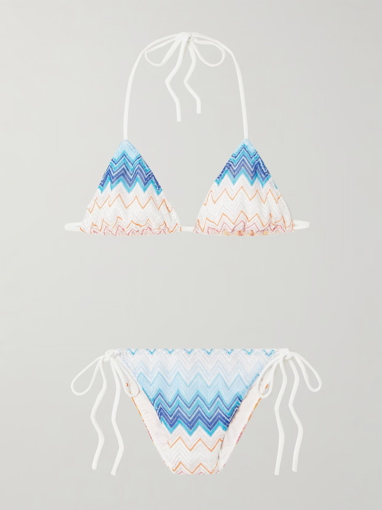 Missoni - Mare Striped Metallic Crochet-knit Triangle Bikini - Multi | NET-A-PORTER (US)