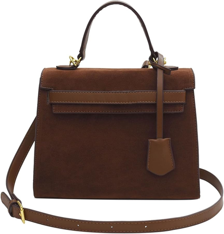 Top Handle Satchel Vintage Top Handle Bag Suede Leather Women Handbags Purse Mini Satchel Bags Sh... | Amazon (US)