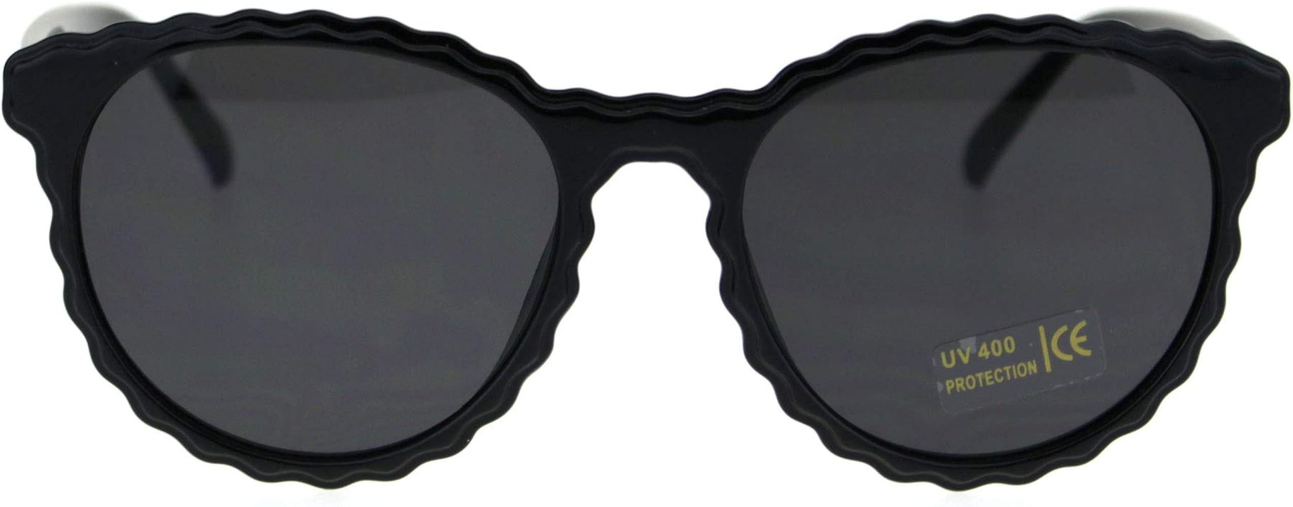 SA106 Womens Ruffled Edge Horn Rim Hipster Fashion Sunglasses | Amazon (US)