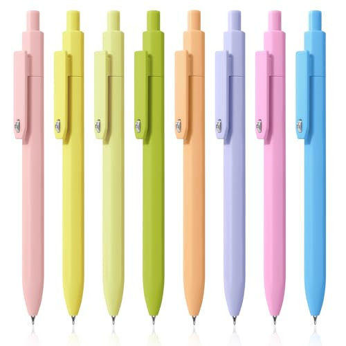 Piochoo Gel Pens, 8 Pack Fine Point Black Ink Smooth Writing Ink Pen, Retractable Quick Dry Aesthetic Cute Pens for Women Nurses School Office Supplies | Amazon (US)