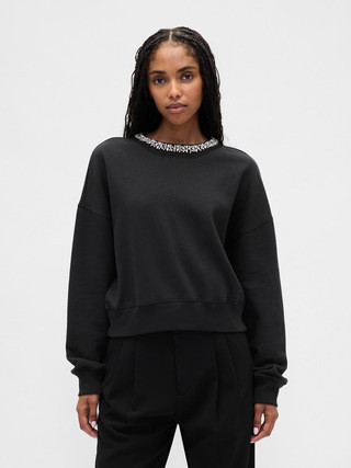 VintageSoft Jewel-Neck Crop Sweatshirt | Gap (CA)