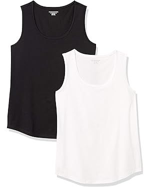 Amazon Essentials Women's Classic-Fit 100% Cotton Sleeveless Tank Top, Pack of 2 | Amazon (US)